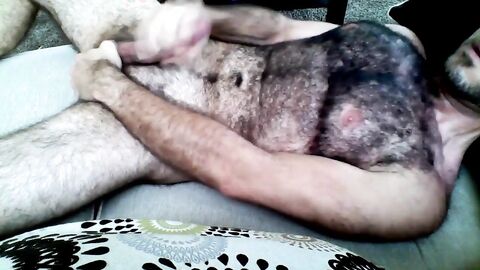 Hairy Horny Daddy Strokes His Big Cock