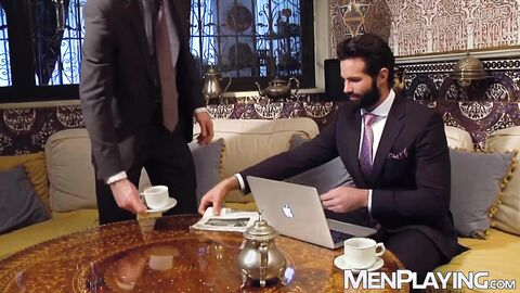 Bearded businessman Dani Robles bends over for anal by Kayden Gray