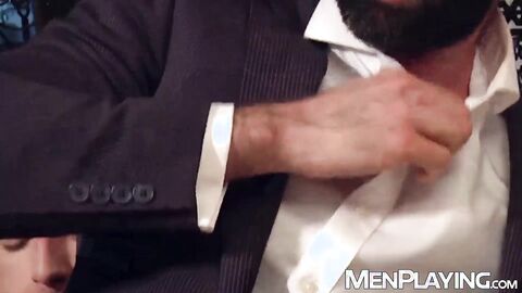 Bearded businessman Dani Robles bends over for anal by Kayden Gray