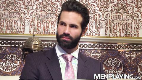 Bearded businessman Dani Robles bends over for anal by Kayden Gray