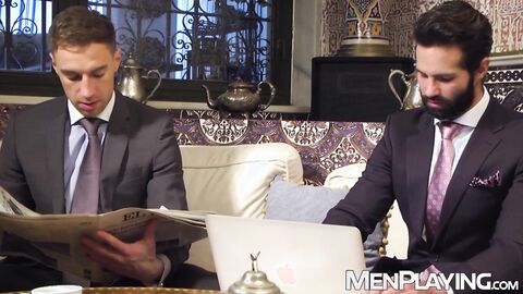 Bearded businessman Dani Robles bends over for anal by Kayden Gray