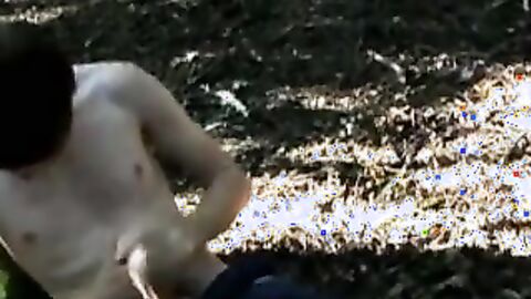 British guy pulled out his long thick cock and wanked it hard in the park