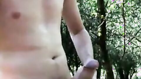 British guy pulled out his long thick cock and wanked it hard in the park