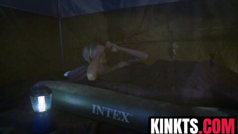 Beretta James and TS Nina Lawless have spooky sex in the camping tent