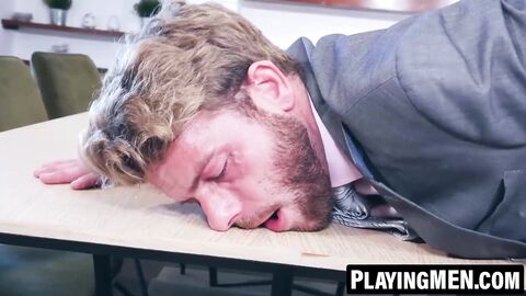 PlayingMen.com - Christian Sam fucks Gabriel Phoeniz with a toy in the office