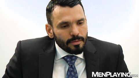 Bearded Dani Robles groans as big dicked Jean Franko plows him raw