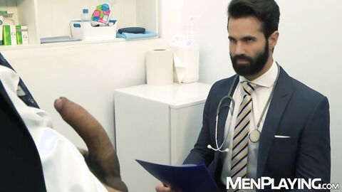 Bearded Dani Robles groans as big dicked Jean Franko plows him raw