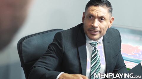 Latino daddy John Rodriguez makes his coworker Malek Tobias bend over