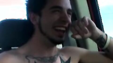 Hotties Judah and Lansing jerked off in the car in the middle of rush hour