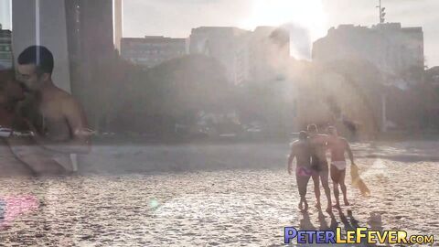 Slutty bottom Christian Hupper is team fucked by muscular Eduardo Menzorra and Travis