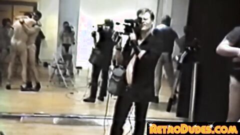 RetroDudes.com - Vintage policeman catches guys enjoying orgy banging