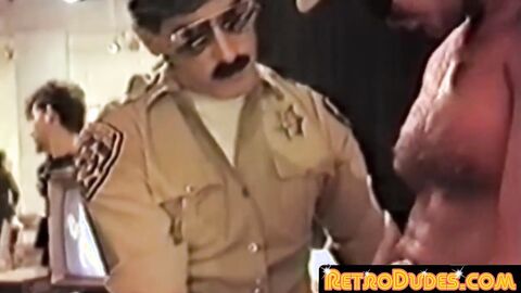 RetroDudes.com - Vintage policeman catches guys enjoying orgy banging
