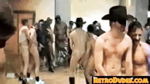 RetroDudes.com - Vintage policeman catches guys enjoying orgy banging