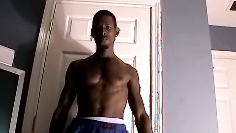 JoeSchmoeXXX.com - Handsome ebony deviant Joey strokes his cock before cumming