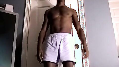JoeSchmoeXXX.com - Handsome ebony deviant Joey strokes his cock before cumming