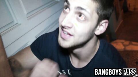 Stud barebacked outside doggy style before tasting cum