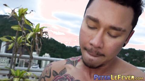 Cock hungry muscle stud Petrick Garcia seduces Travis Yukarin into rough breeding