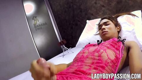 Sexy tranny Mickey deepthroats big dick and facialized