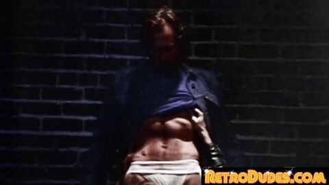 RetroDudes.com - Blonde stud in leather jacked eats ass after sucking dick