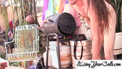 SwingYourBalls.com - Athletic skinny rasta enjoys anal play while tugging his dick so