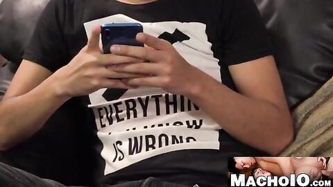 MachoIO.com - Hot twink wears seductive jockstrap during bareback pounding