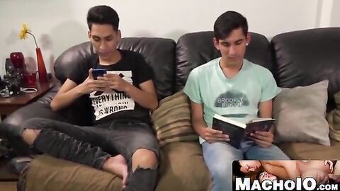 MachoIO.com - Hot twink wears seductive jockstrap during bareback pounding