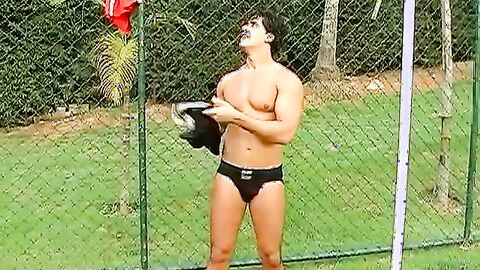 BangBangXXX.com - Horny Brazilian jock jerking off his throbbing cock outdoors