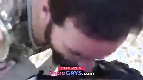 Bearded Daddy Gives Facial in the Woods