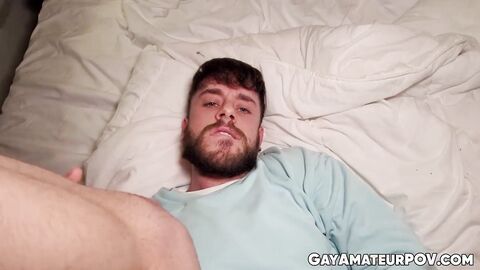 Bros bearded buddy Manuel Reyes POV rides my thick shaft on my bed