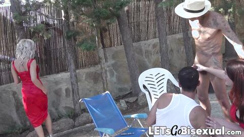 Outdoor group fuck with naughty ladies Lisi Kitty and Emmita Smile