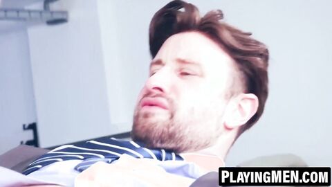 PlayingMen.com - Drew Dixon's thick cock ridden by sexy office mate Pol Dixon