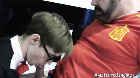 Beefy Jaxon fuck cute twink Kaala in his playful housemaid costume