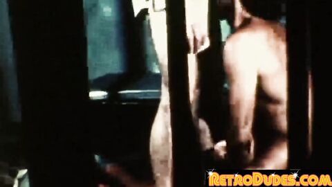 RetroDudes.com - Horny vintage police rides convict cock between the bars