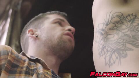 Hot stallion Gabriel Clark joins kinky spitroast threesome