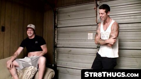 Str8Thugs.com - Straight thugs' mutual jerk off and golden shower cum blasting fest