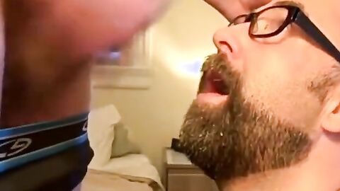 Bearded Bear Takes Two Loads to the Face