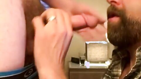 Bearded Bear Takes Two Loads to the Face