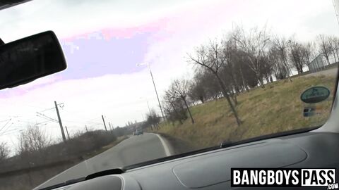 Stud showcasing his deepthroat skills while in the car