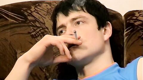 Horny Gus comforts himself by stroking his massive cock