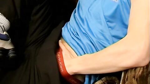 Horny Gus comforts himself by stroking his massive cock