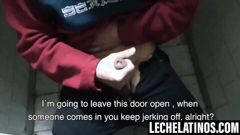 LecheLatinos.com - Me and kinky Nicolas jerk off in a public bathroom stall