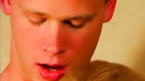 Threesome of hot men jerking and delicious cock sucking