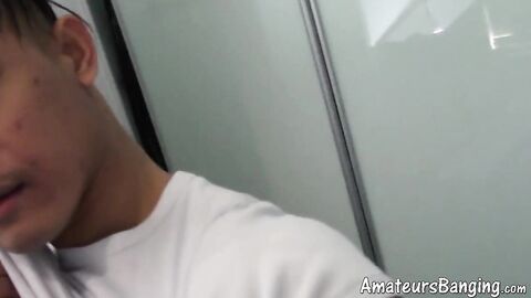 Lean Erik flaunts his smooth muscles while playing with his tool