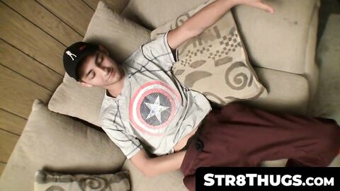 Str8Thugs.com - Tough-looking twink thug's solo masturbation and cum spraying finale