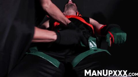 Restrained Gio Carrera eagerly obeys to his perv captor Marco Lorenzo