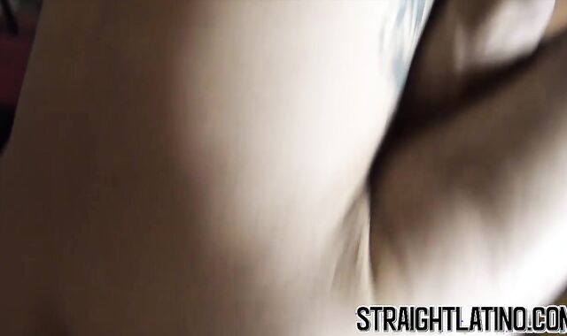 Tattooed Latino takes rough barebacking for the first time