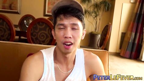 Filipino jock Levy Foxx tries out a small sided dildo first than goes for the big one