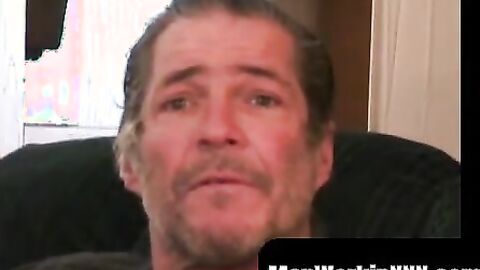 MenWorkinXXX.com - Handsome old boy plays with his cock and squirts a hot load