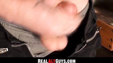 RealAltGuys.com - Tattooed punker strokes his big hard cock solo with intense pleasur