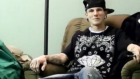 JoeSchmoeXXX.com - Inked thug receives oral service from a fat cock lover